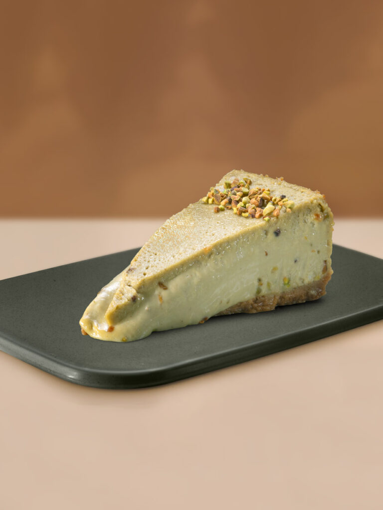 tarta de queso pistacho porción